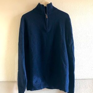 J. Crew Quarter Zip Wool Sweater Navy Large Tall
